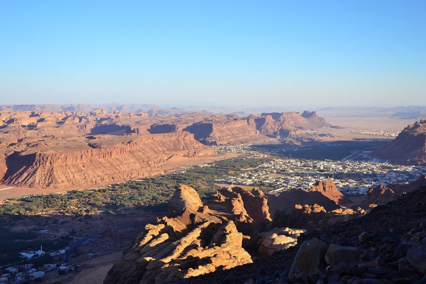 Hegra tombs at golden hour